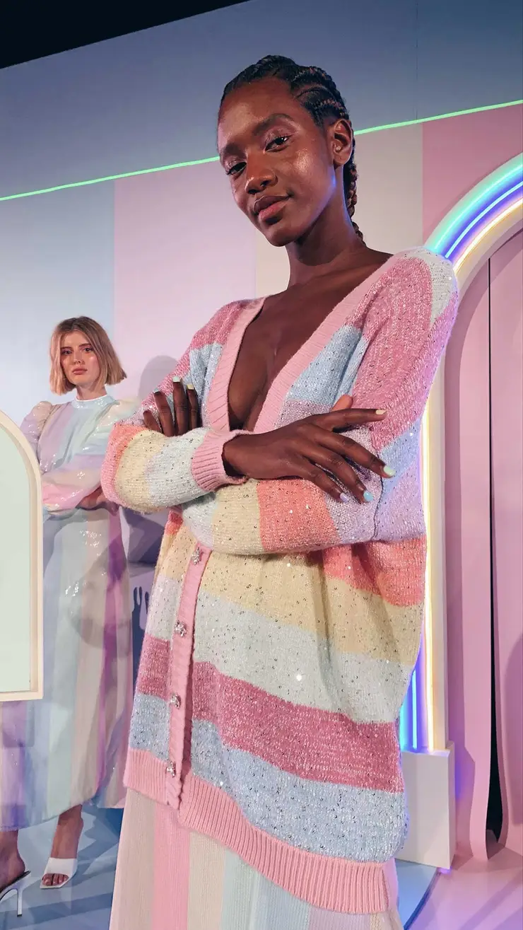 olivia rubin rainbow cardigan